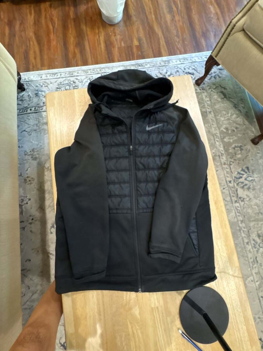 Nike Men's Black Therma-Fit Padded Full-Zip Hooded Training Jacket Size L